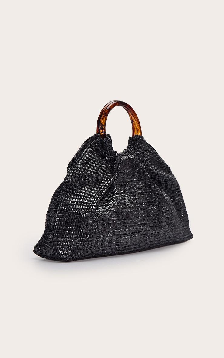 Black Raffia Trapeze Hand Bag Product Image
