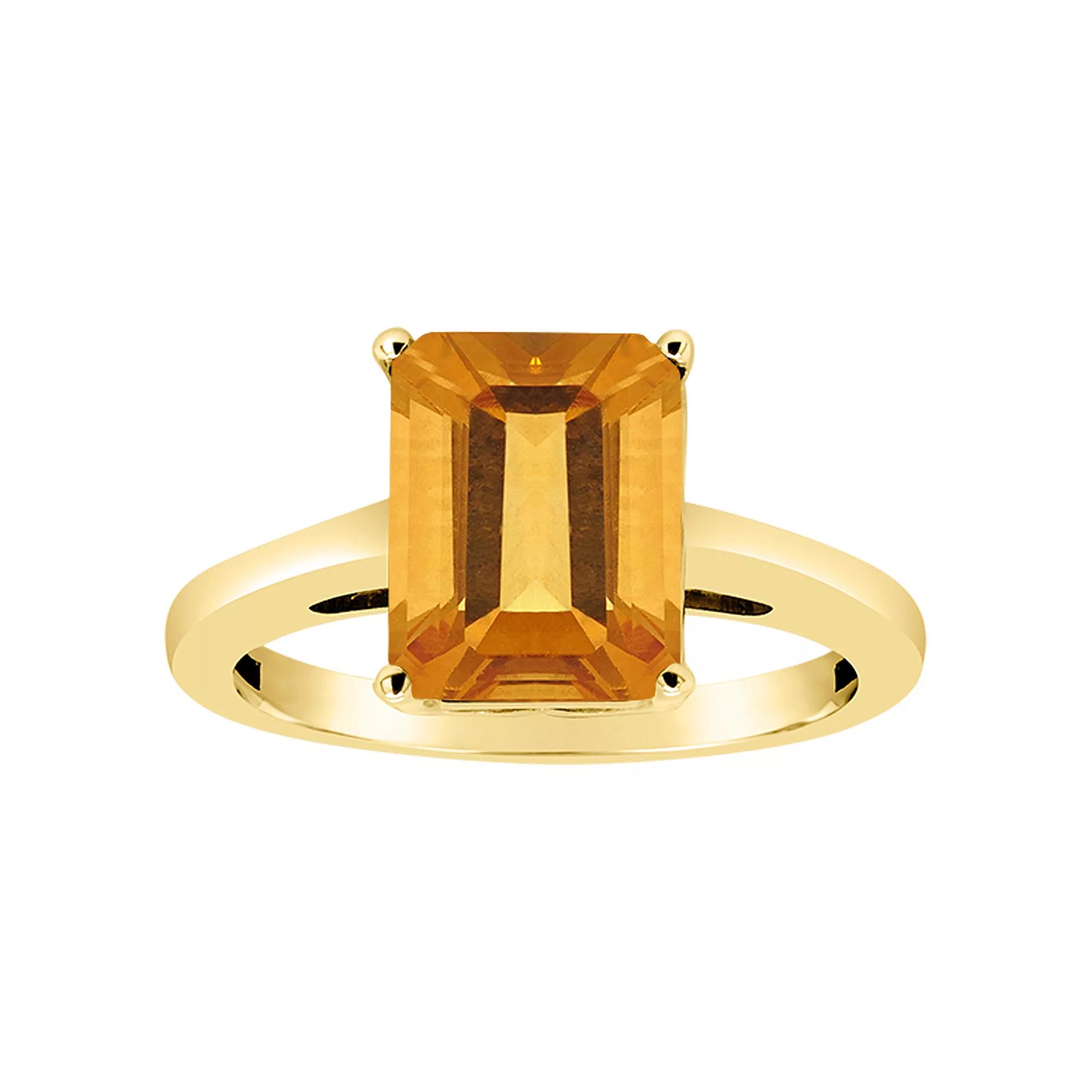 Alyson Layne 14k Gold Emerald Cut Citrine Solitaire Ring, Women's, Size: 8 Product Image
