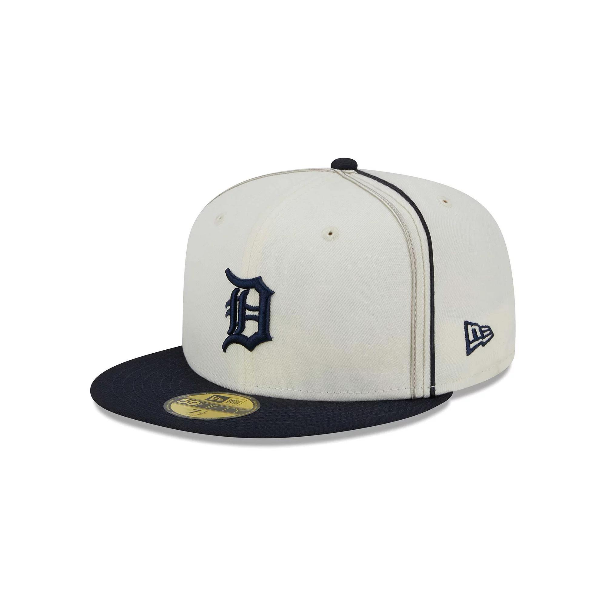 Men's New Era  Cream/Navy Detroit Tigers Chrome Sutash 59FIFTY Fitted Hat, Size: 7 1/4, Beige Product Image