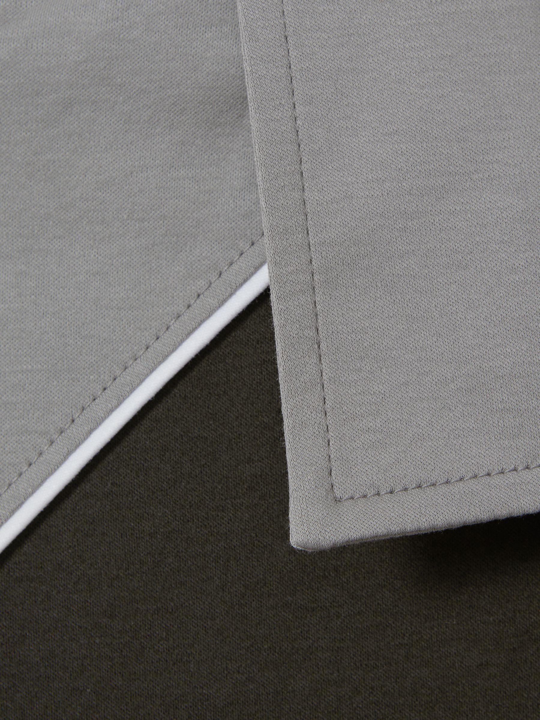 Mercerised Cotton Colourblock Cuban Collar Shirt in Sage Green Product Image