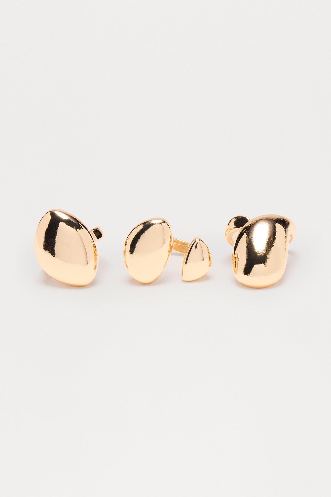 Tomorrow Is A New Day Geometric Ring Set - Gold Product Image