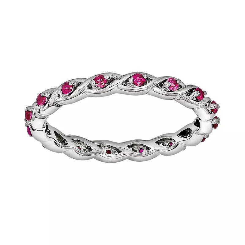 Stacks & Stones Sterling Silver Lab-Created Ruby Stack Ring, Women's,  Product Image