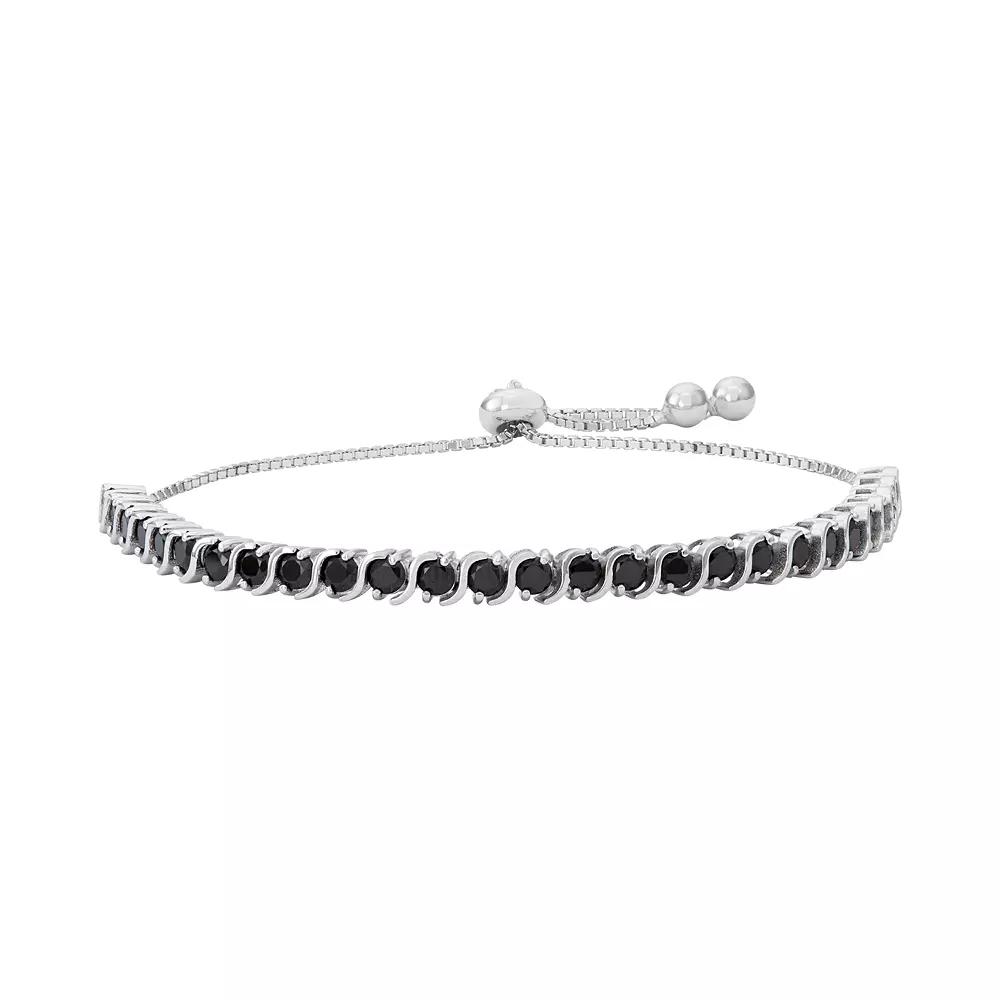 Designs by Gioelli Sterling Silver Black Spinel S-Link Lariat Bracelet, Womens Product Image