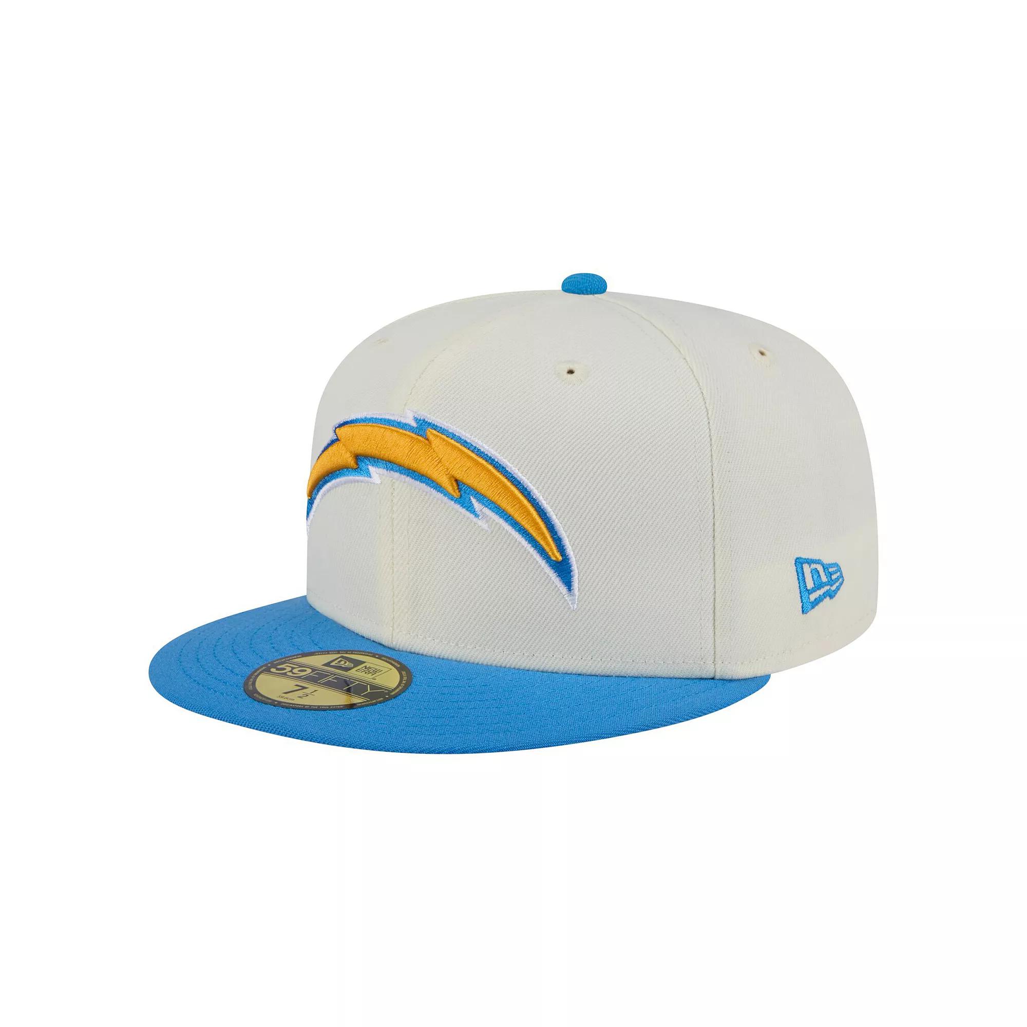 Men's New Era  White/Powder Blue Los Angeles Chargers Main 59FIFTY Fitted Hat, Size: 7 1/4 Product Image