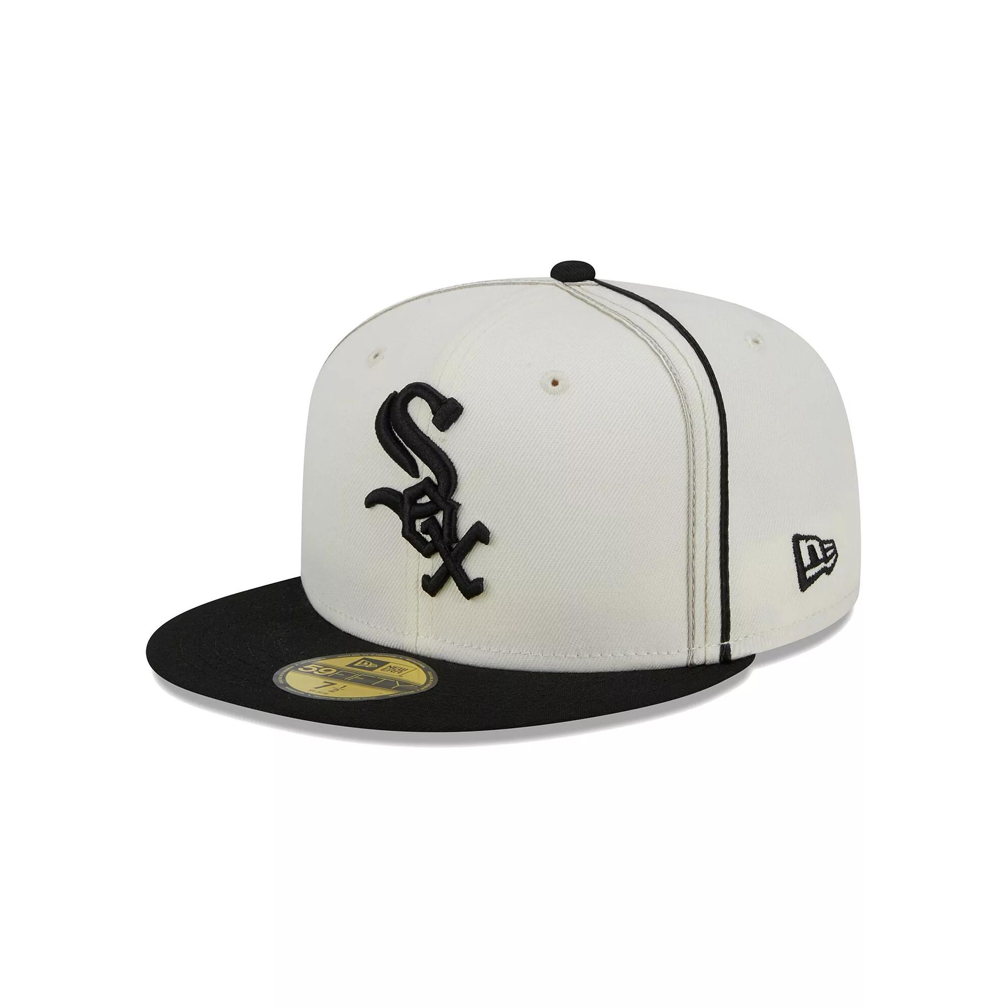 Men's New Era Cream/Black Chicago White Sox Chrome Sutash 59FIFTY Fitted Hat,  Product Image
