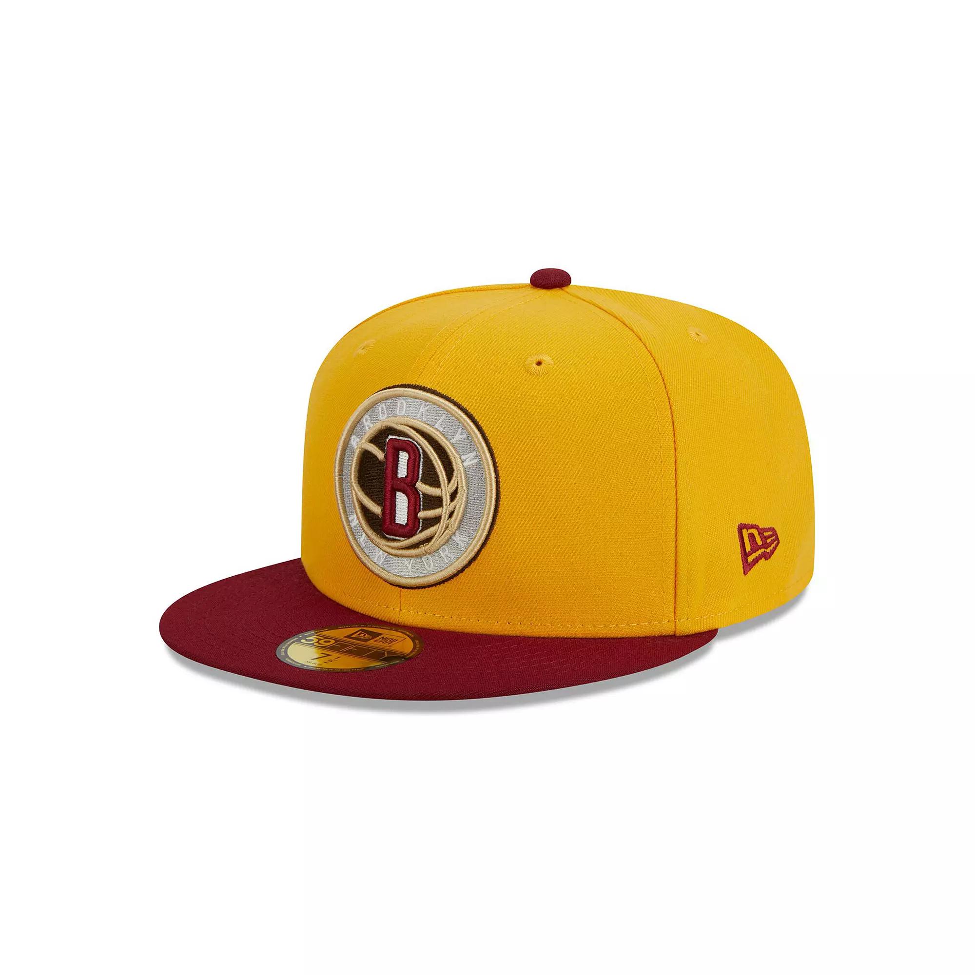 Men's New Era Yellow/Red Brooklyn Nets Fall Leaves 2-Tone 59FIFTY Fitted Hat,  Product Image