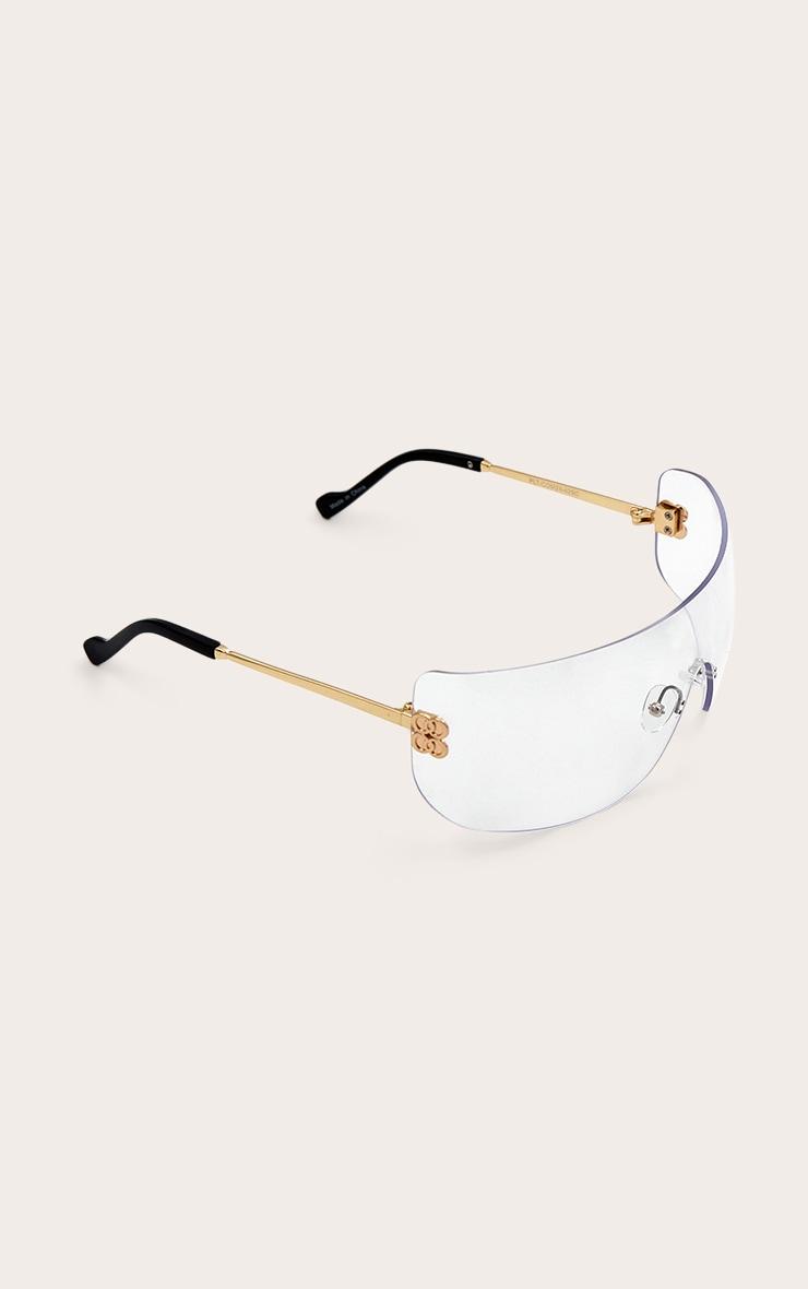 Clear Iridescent Wrap Around Oversized Visor Sunglasses Product Image