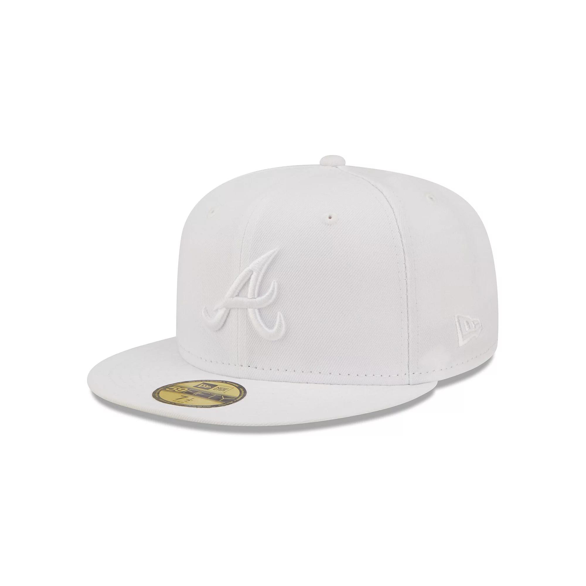 Men's New Era Atlanta Braves White on White 59FIFTY Fitted Hat, Size: 7 1/8 Product Image