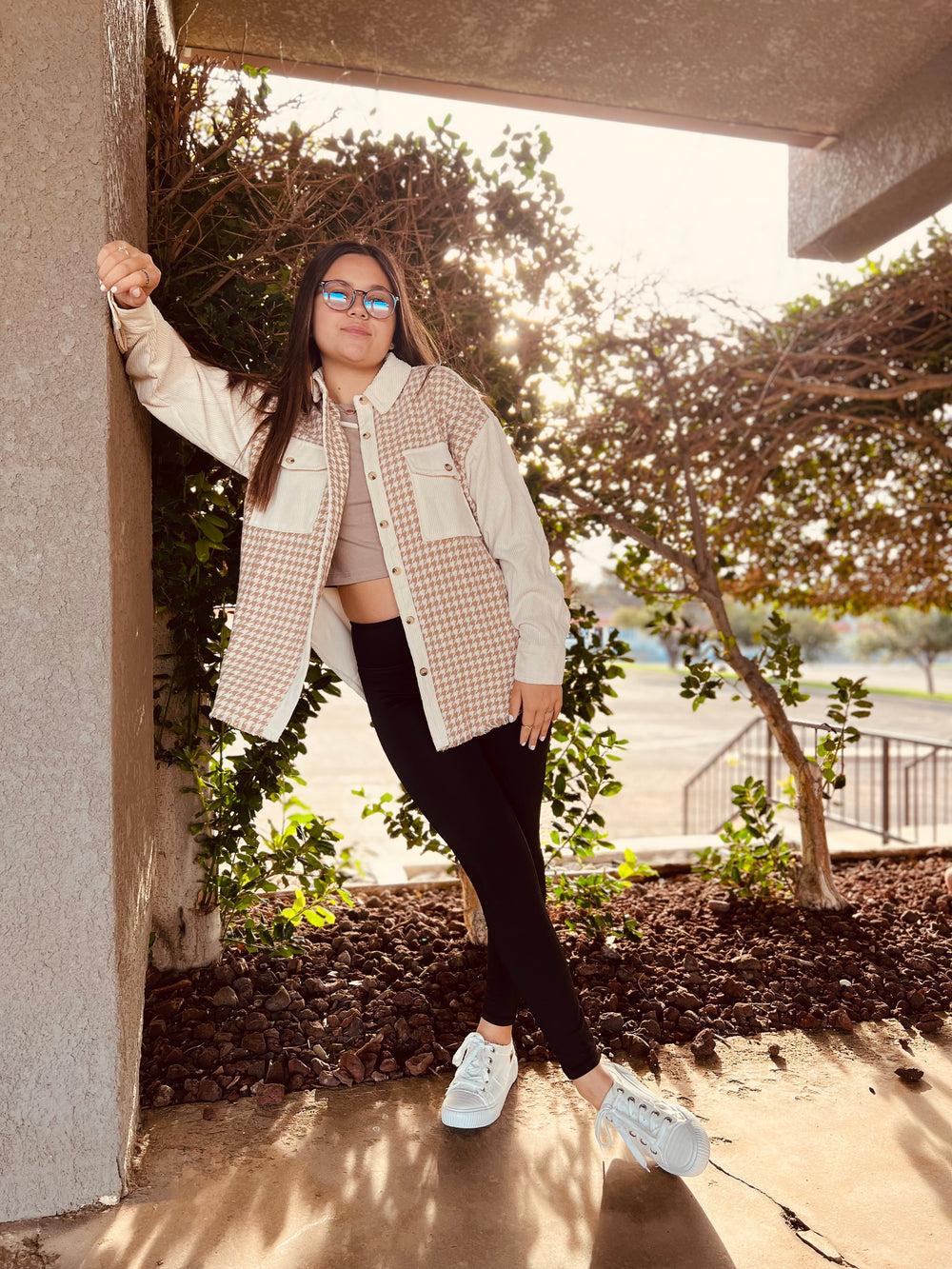 Colorblock Houndstooth Shacket* Product Image