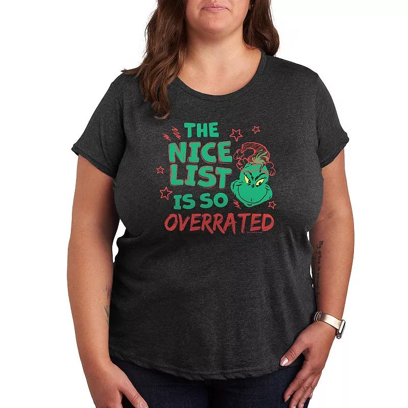 Plus Dr. Seuss The Grinch Nice List Overrated Graphic Tee, Women's,  Product Image