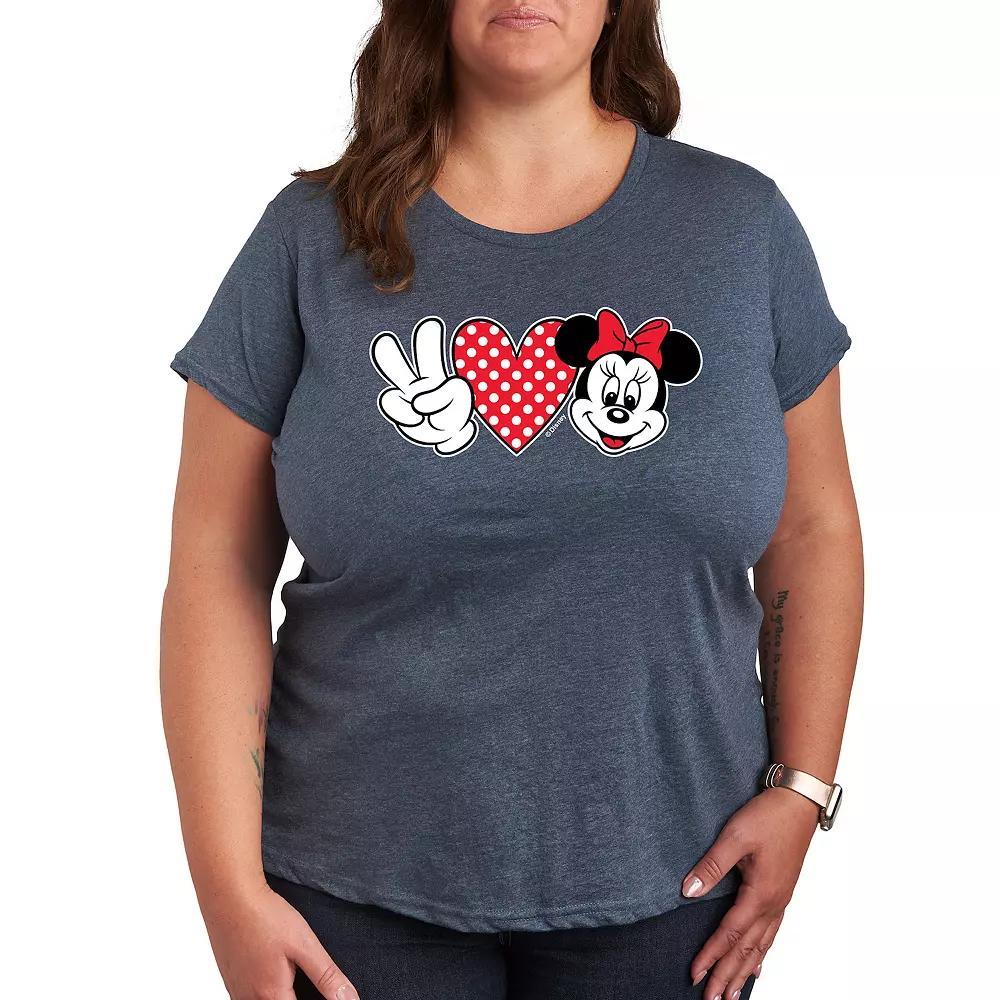 Disney's Minnie Mouse Plus Peace Love Graphic Tee, Women's,  Product Image