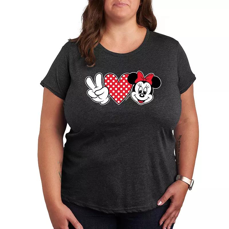 Disney's Minnie Mouse Plus Peace Love Graphic Tee, Women's,  Product Image