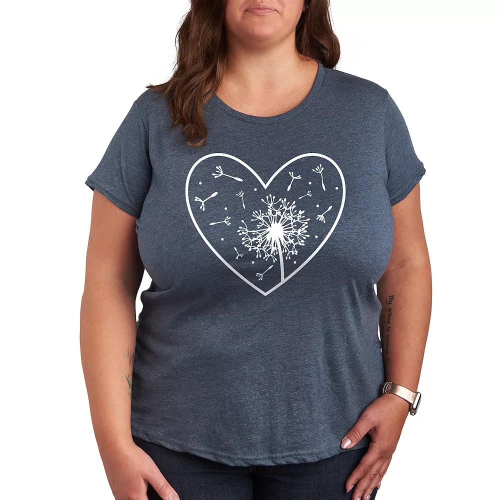 Plus Dandelion Heart Graphic Tee, Women's,  Product Image