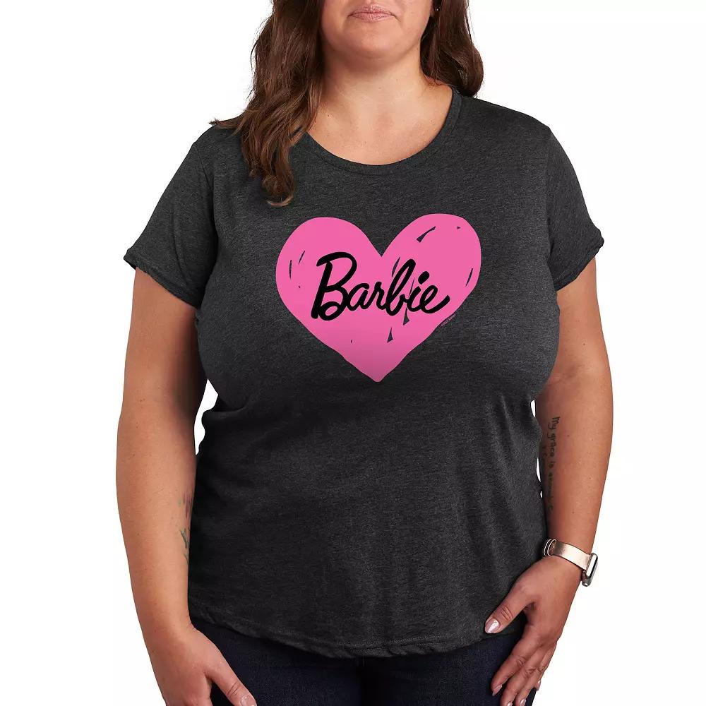 Plus Barbie® Hand Painted Heart Logo Graphic Tee, Women's,  Product Image