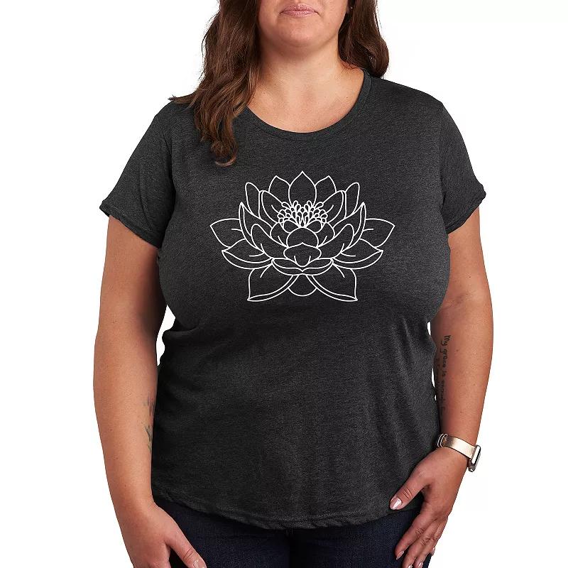 Plus Lotus Flower Outline Graphic Tee, Women's,  Product Image