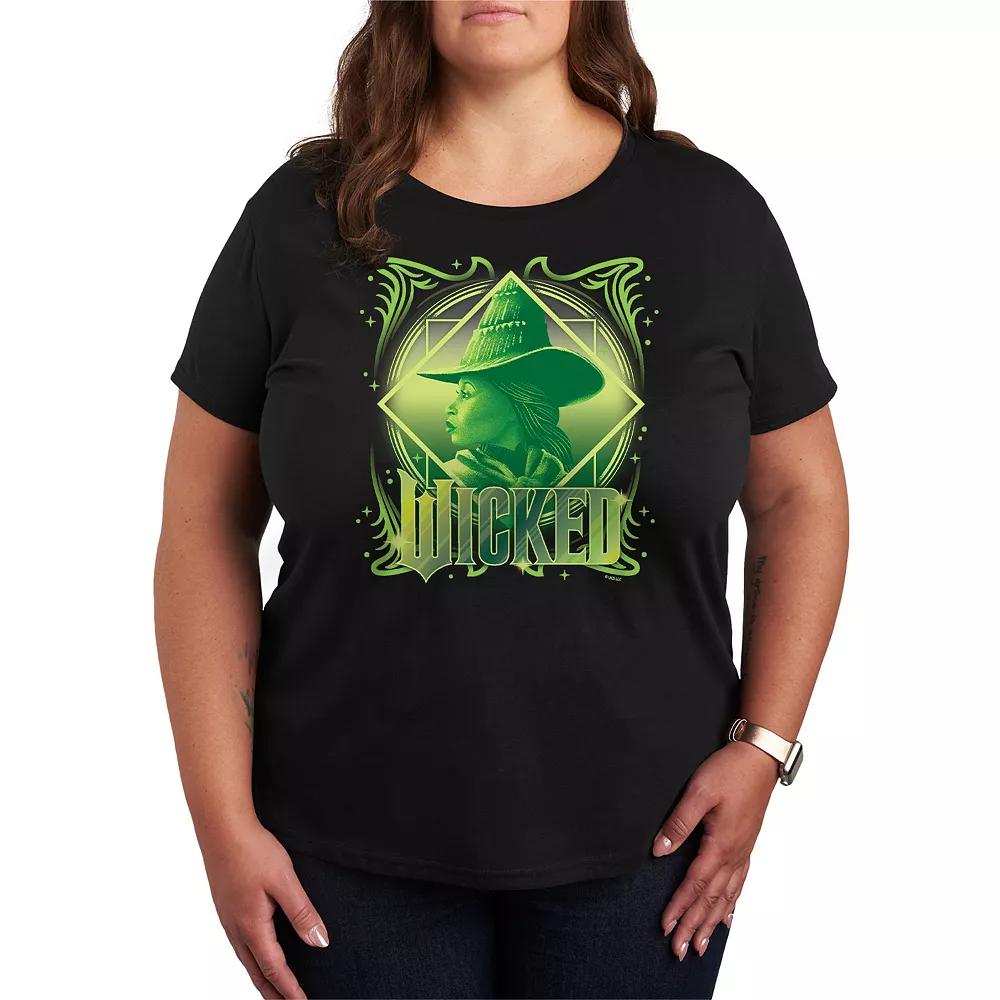 Plus Size Wicked Elphaba Portrait Tee, Women's, Size: 3XL, Black Product Image