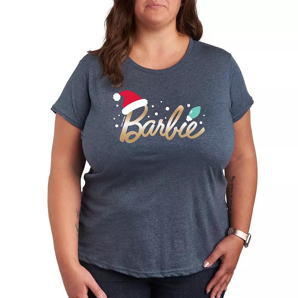 Plus Barbie® Logo Santa Hat Graphic Tee, Women's,  Product Image