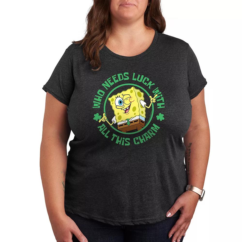 Plus Nickelodeon SpongeBob SquarePants Who Needs Luck Graphic Tee, Women's,  Product Image