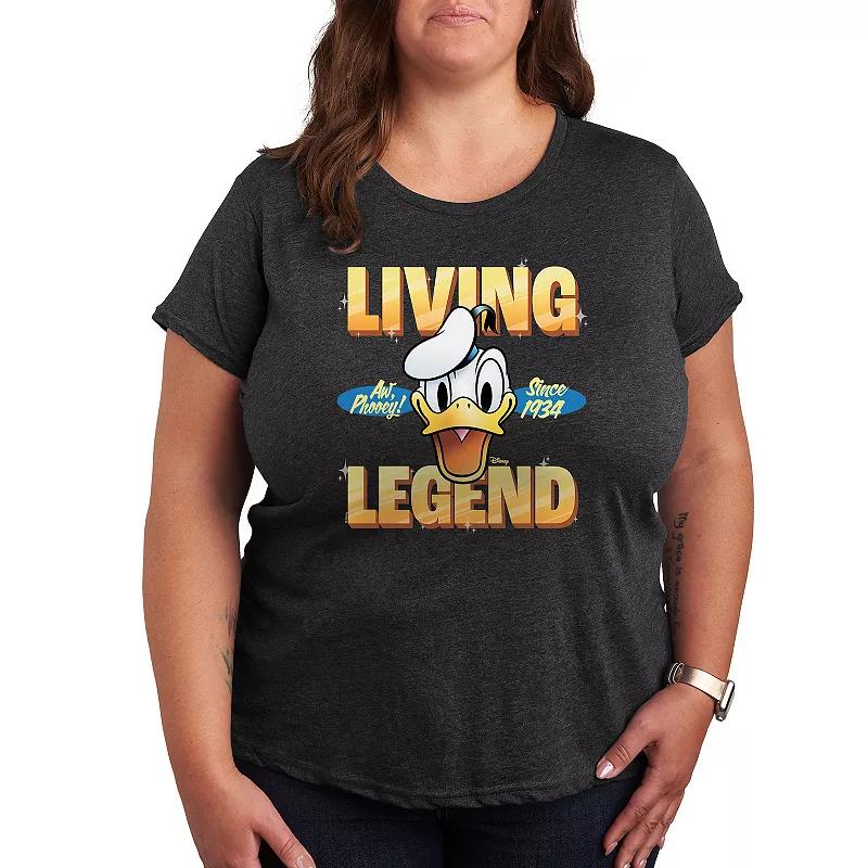 Disneys Donald Duck Plus Living Legend 1934 Graphic Tee, Womens Heather Grey Product Image