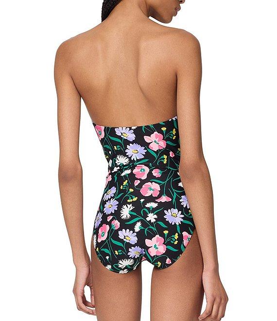 kate spade new york Spring Bouquet Sweetheart Neck Cut-Out Shirred Bandeau One Piece Swimsuit Product Image