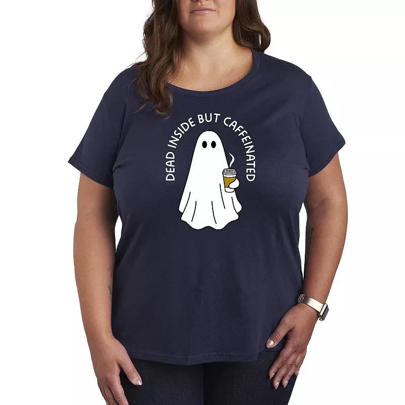 Plus Size Caffeinated Ghost Graphic Tee, Womens Blue Product Image