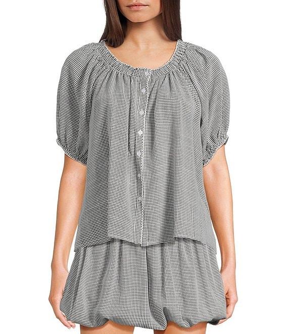 Things Between Button Front Gingham Woven Coordinating Top Product Image