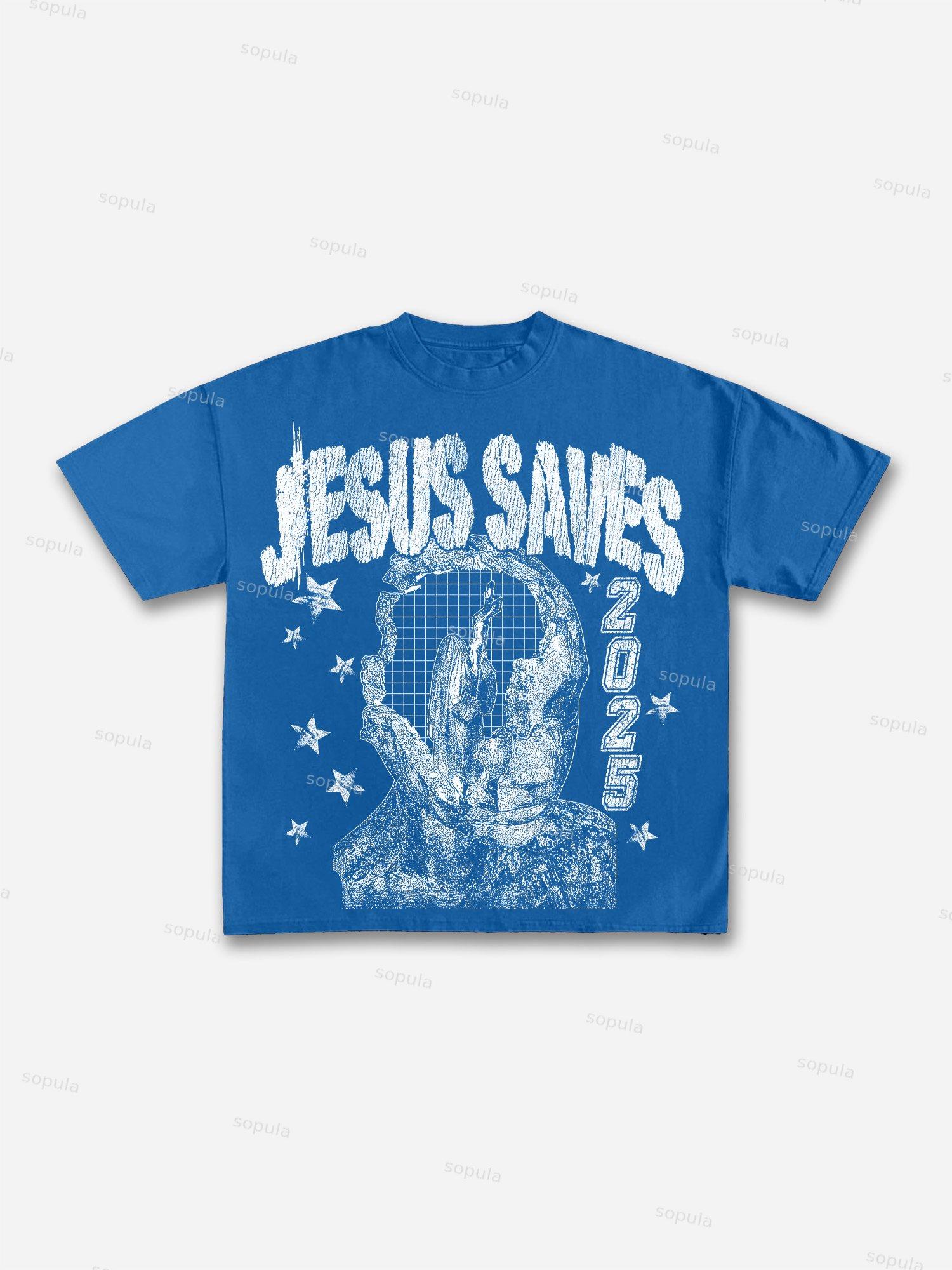 Jesus Saves Abstract Graphic Cropped T-shirt Product Image