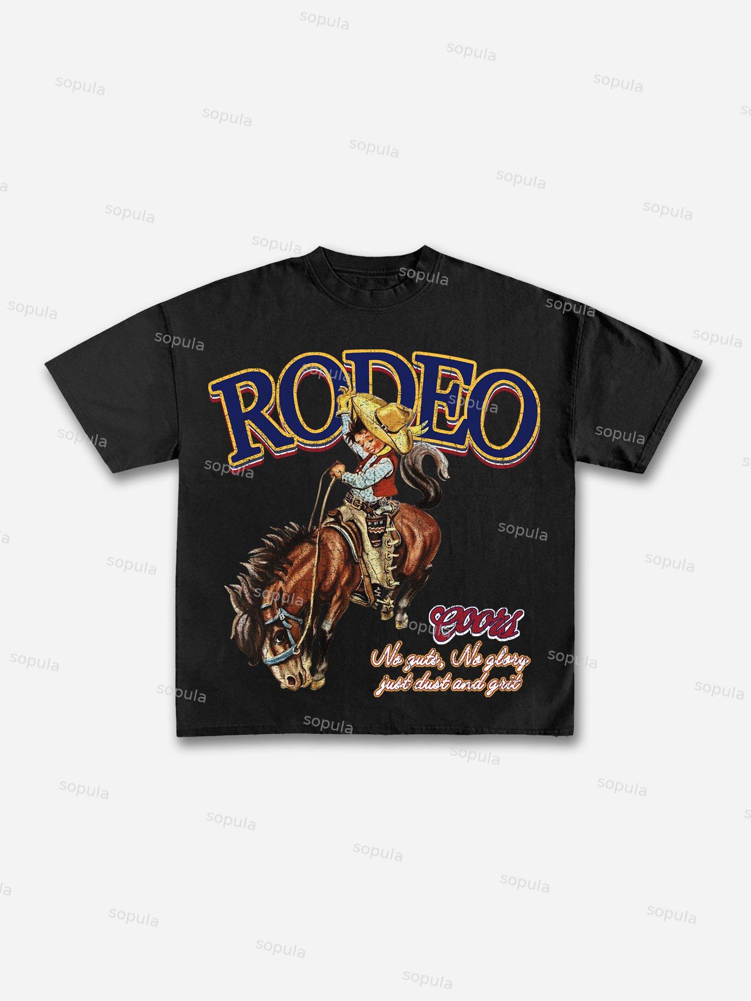 Rodeo Coors Cowboy Print Cotton T-shirt Product Image