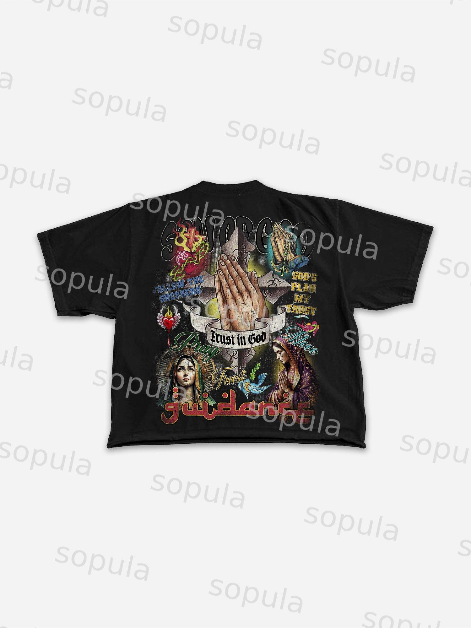 Sopula Son Of God Vintage Collage Graphics Cropped T-Shirts Product Image
