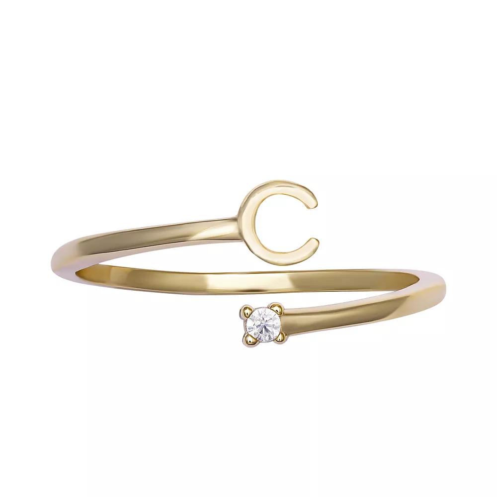 PRIMROSE Sterling Silver Cubic Zirconia Initial Bypass Band Ring, Women's, Size: 8, Sterling Silver X Product Image