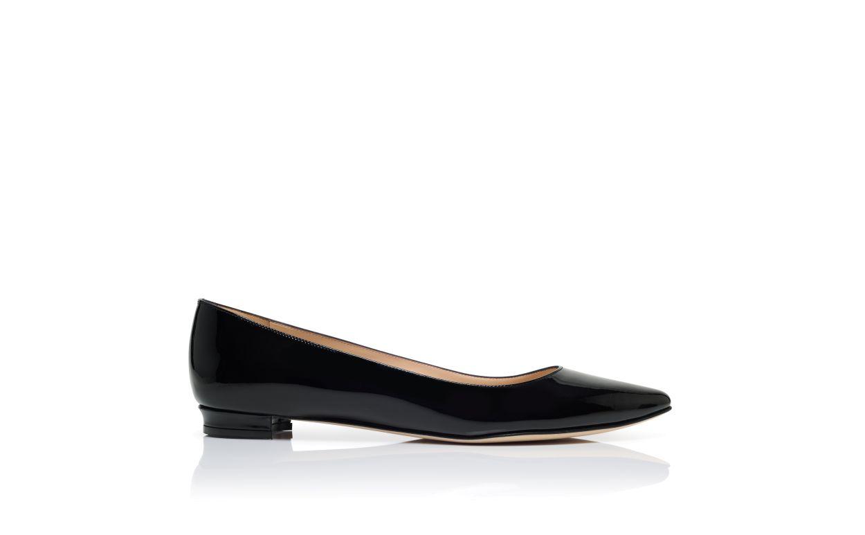 BBFLAT Black Patent Leather Pointed Toe Flat Pumps Product Image