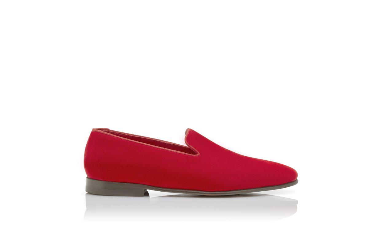 MARIO VELVET Bright Red Velvet Loafers Product Image