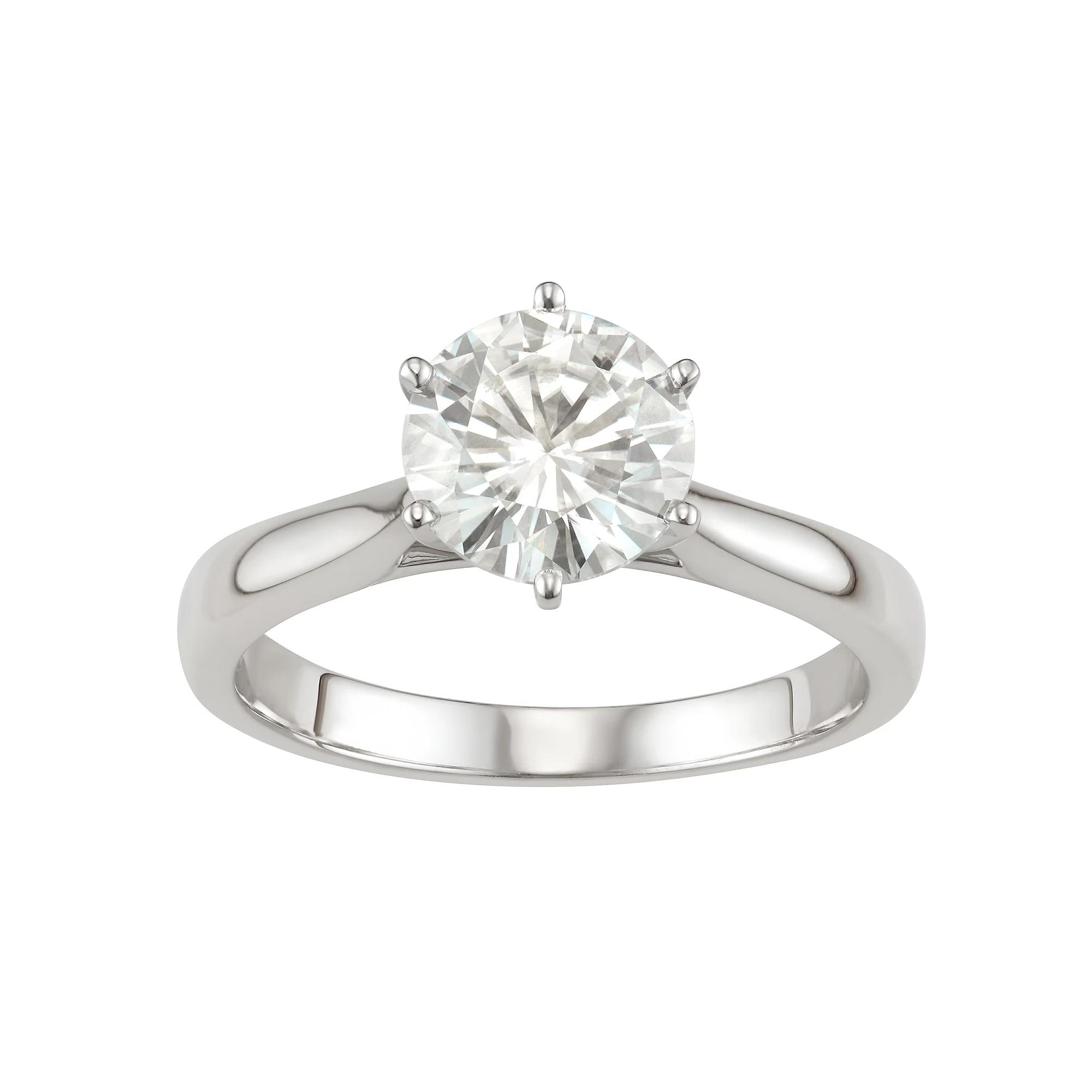 14k Gold 1 9/10 Carat T.W. Lab-Created Moissanite 6-Prong Solitaire Ring, Women's, Size: 8, White Product Image
