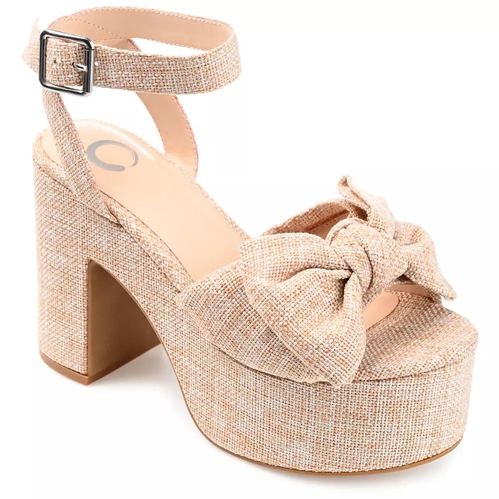 Journee Zenni Women's Bow Block Heel Sandals,  Product Image