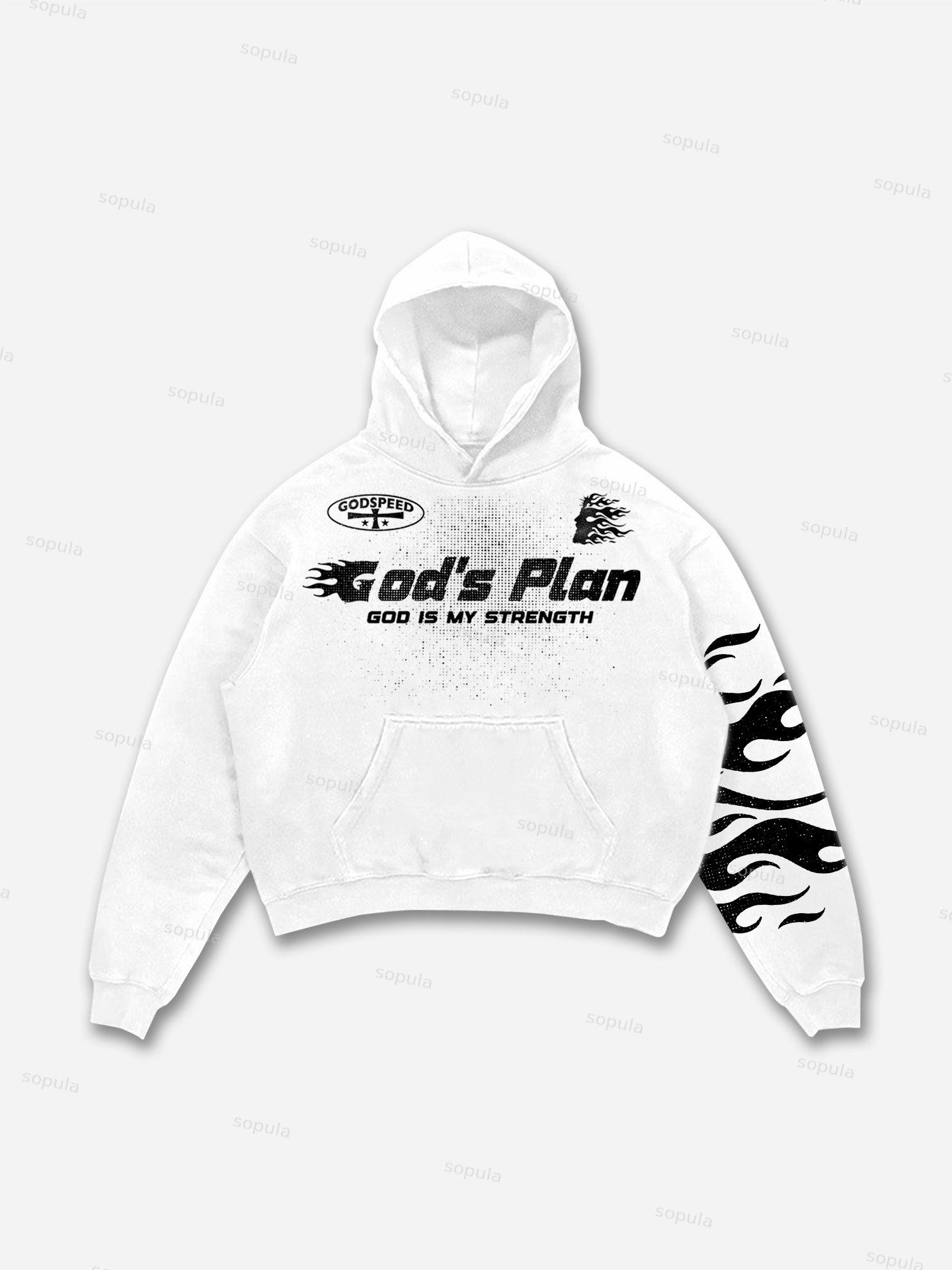 Sopula Jesus Flame Silhouette Vintage Graphic Cotton Hoodie Product Image