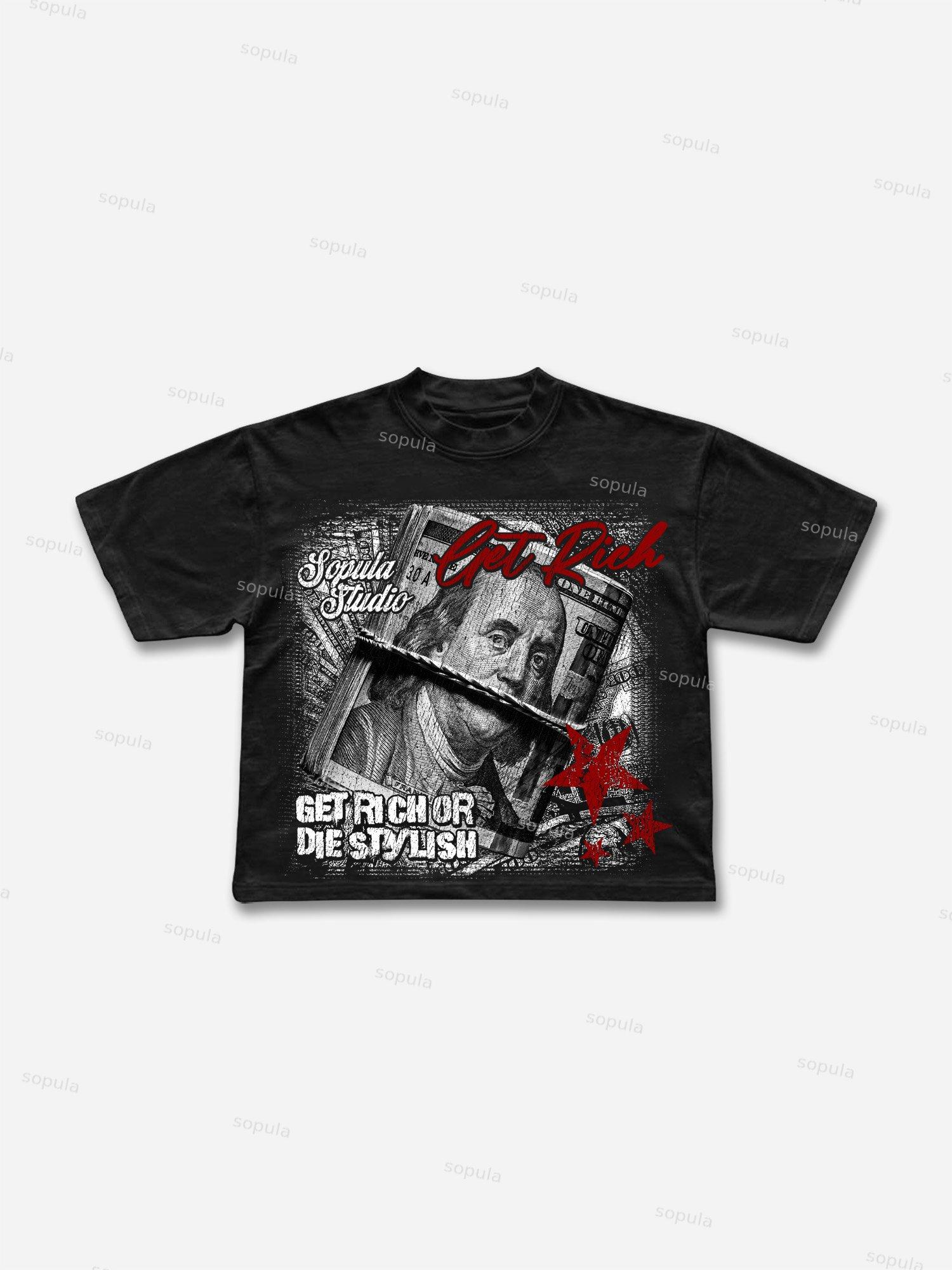 Get Rich Fun Money Graphic Cropped T-shirt Product Image