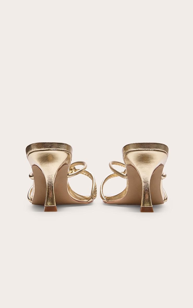  Gold Wide Fit PU Square Toe Knotted Heeled Mules Product Image