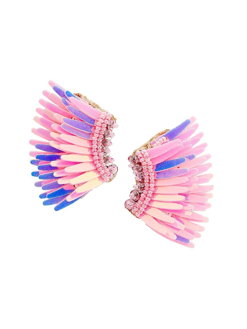 Womens Madeline Rhodium-Plated & Mixed-Media Mini Wing Earrings Product Image