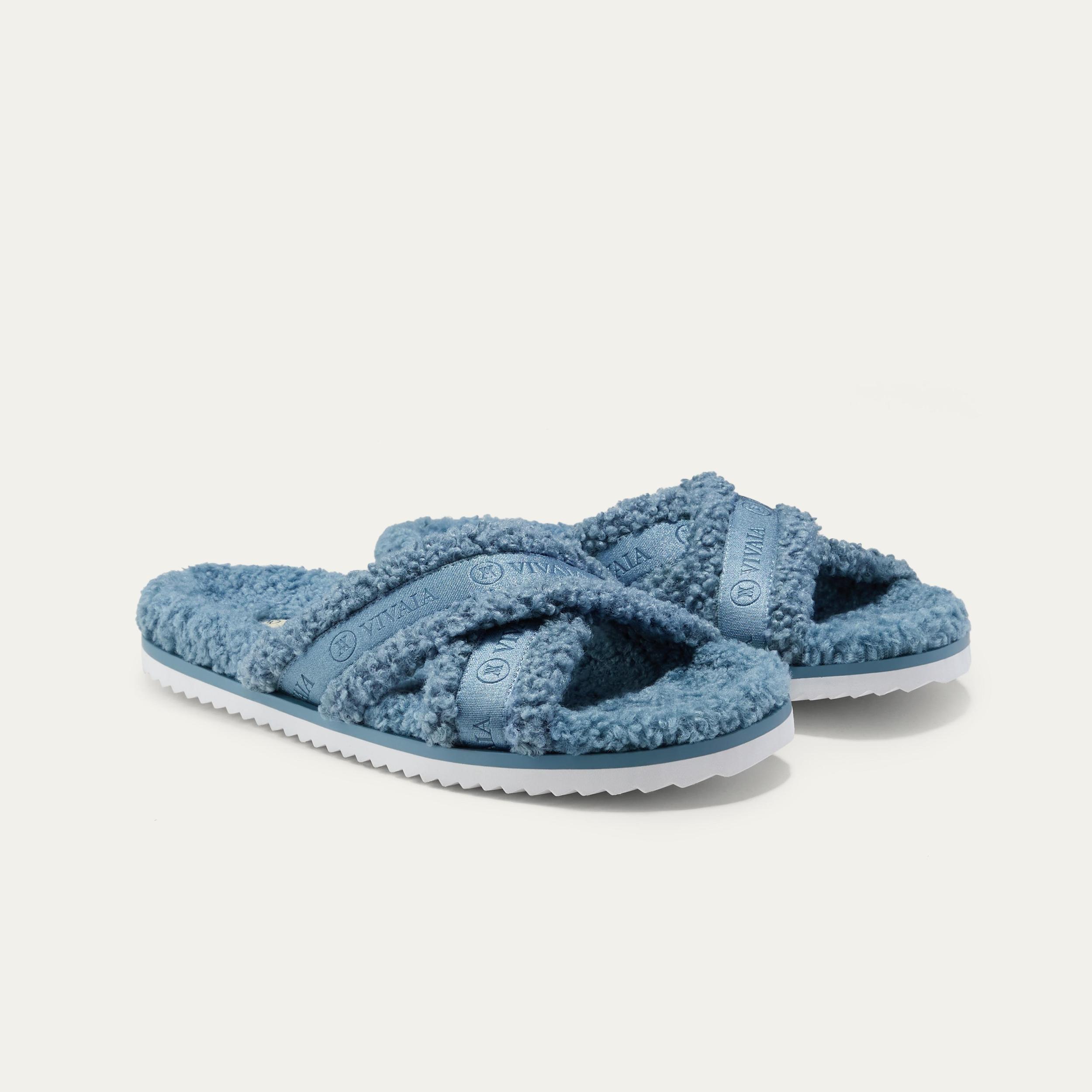 Furry Criss-Cross Strap Slippers (Hannah) Product Image