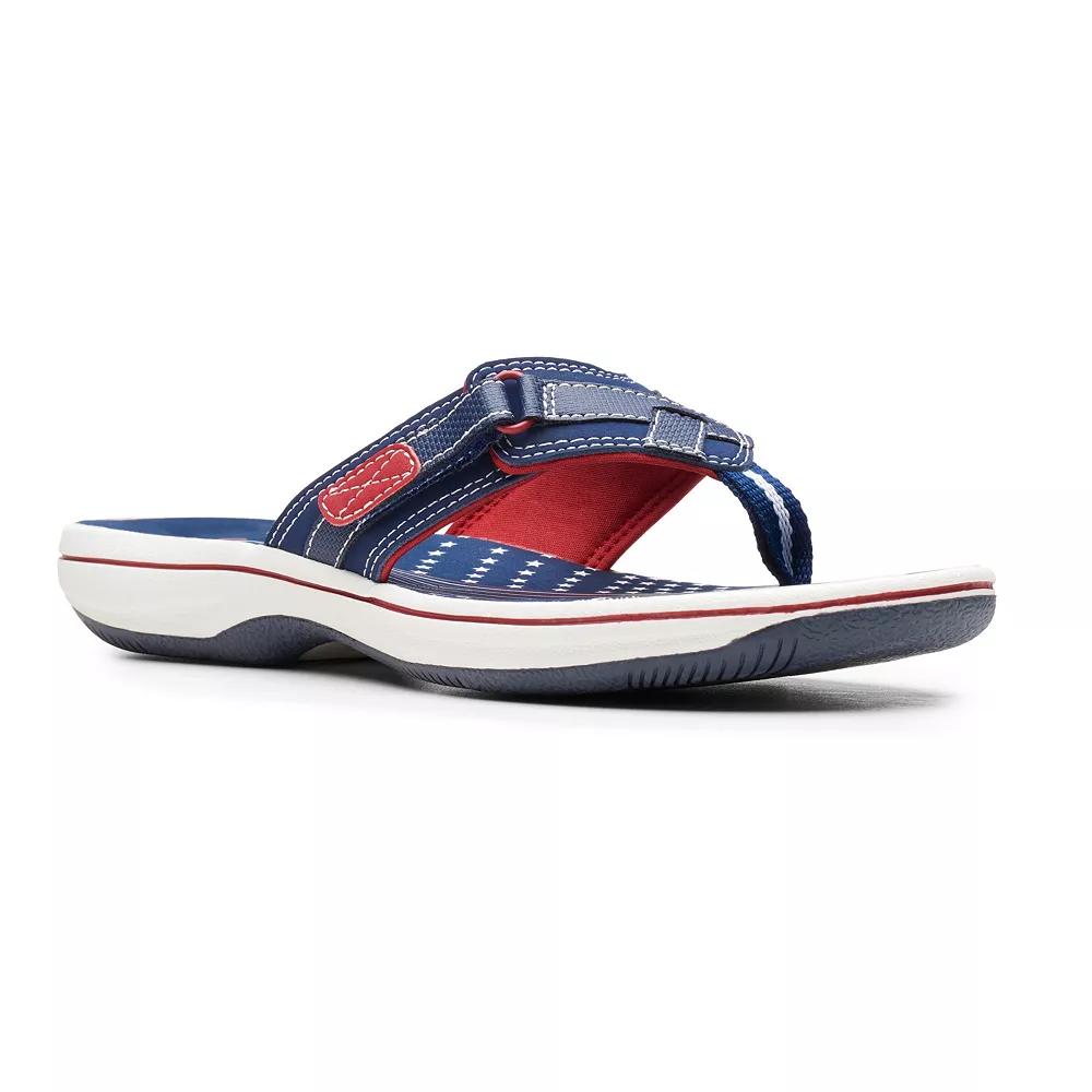 Clarks® Breeze Sea Cloudstepper Women's Flip Flop Sandals, Size: 7, Blue Red Product Image