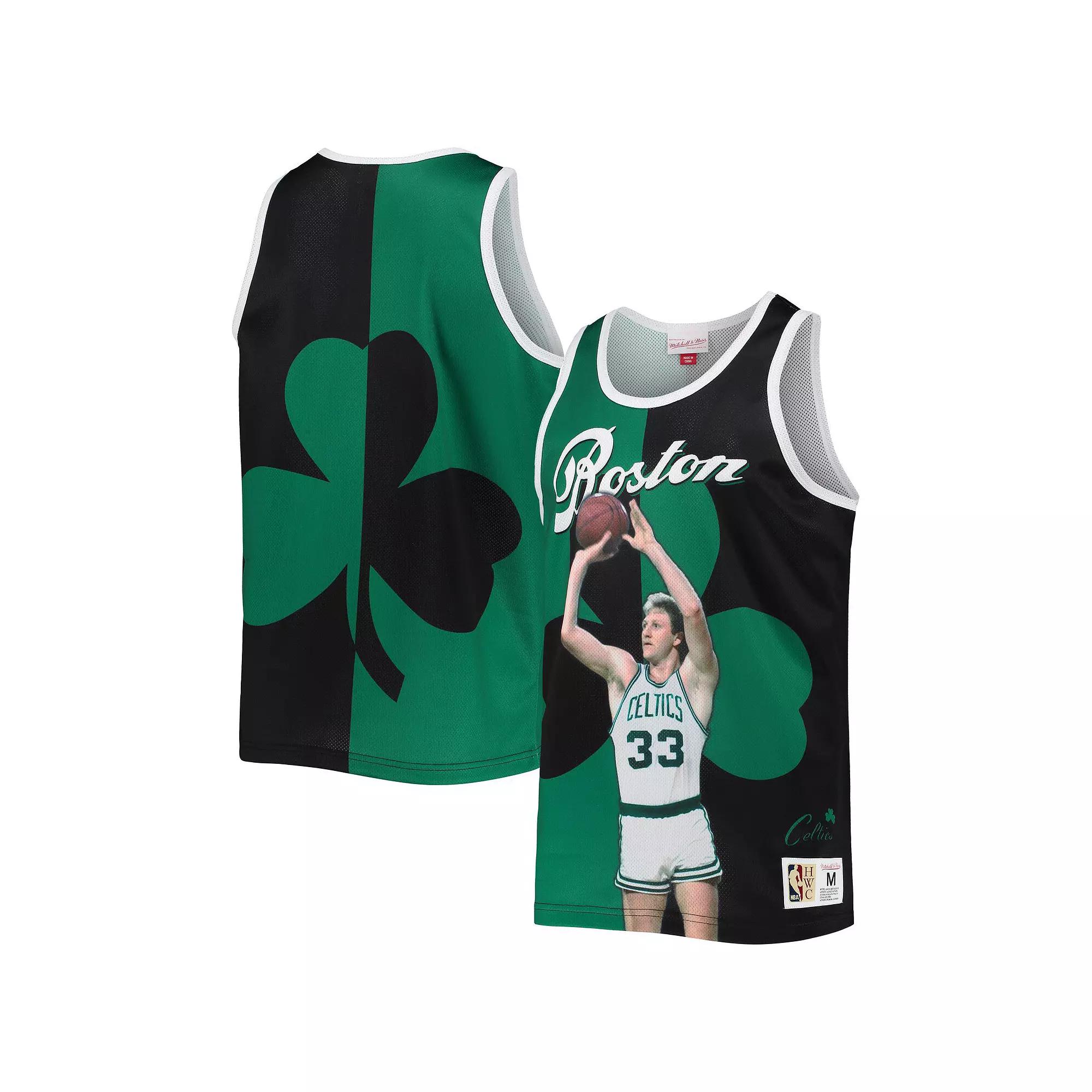 Men's Mitchell & Ness Larry Bird Kelly Green/Black Boston Celtics Sublimated Player Tank Top, Size: XL Product Image
