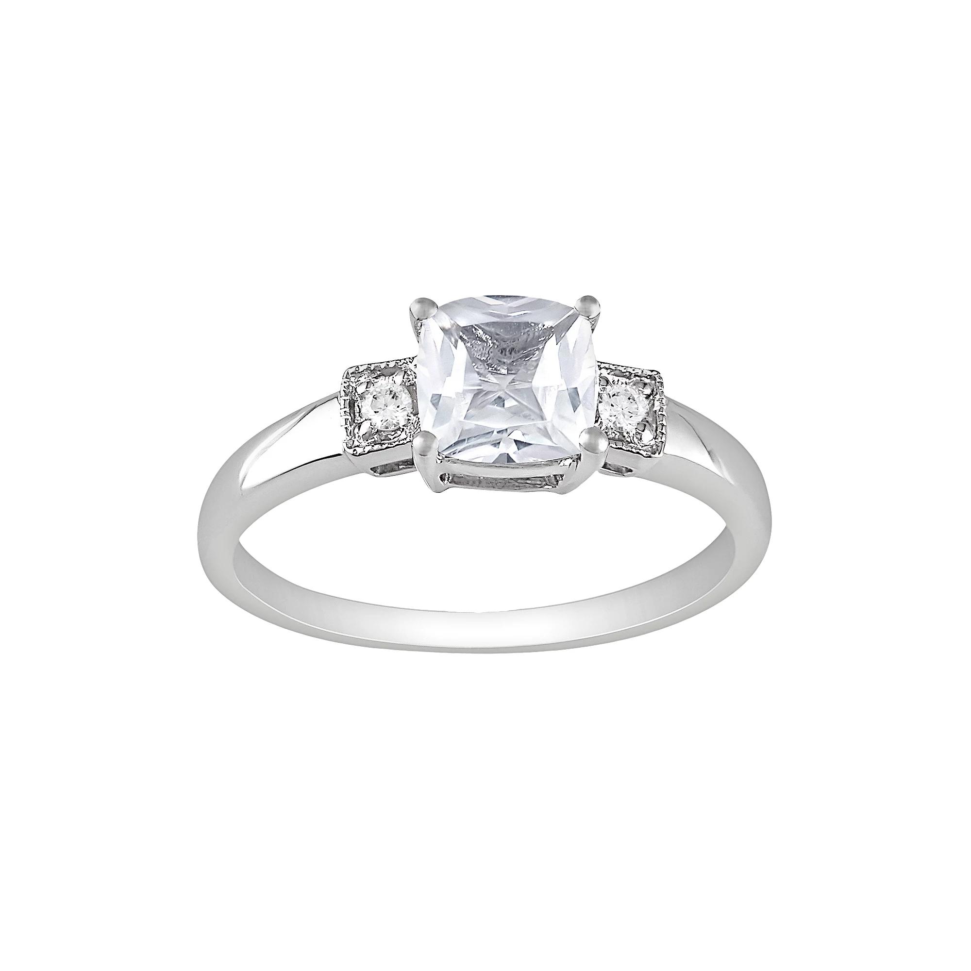 Stella Grace Sterling Silver Lab-Created White Sapphire and Diamond Accent Ring, Women's,  Product Image