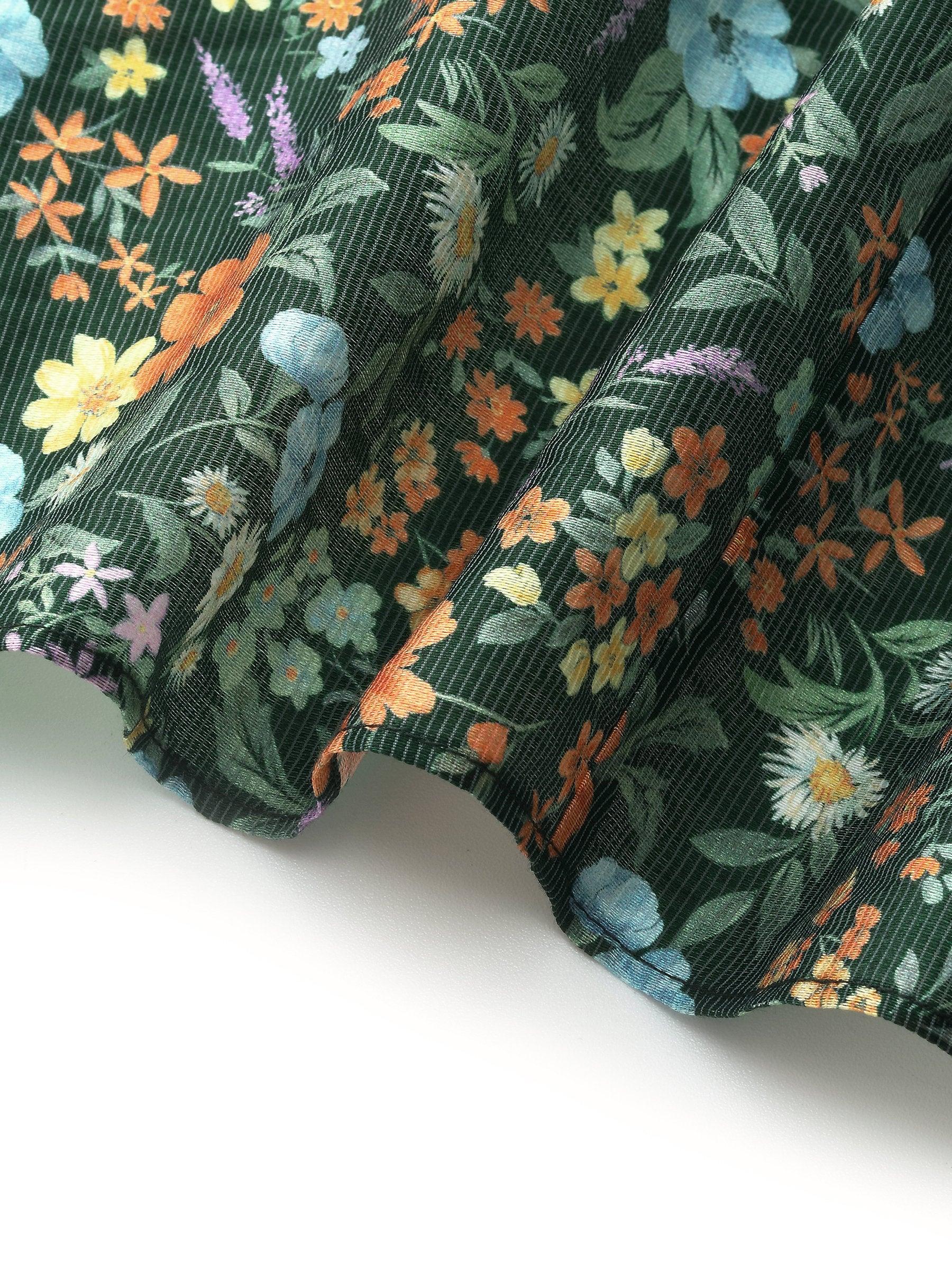 Tencel Blend Floral Print Women V-Neck Blouse Product Image