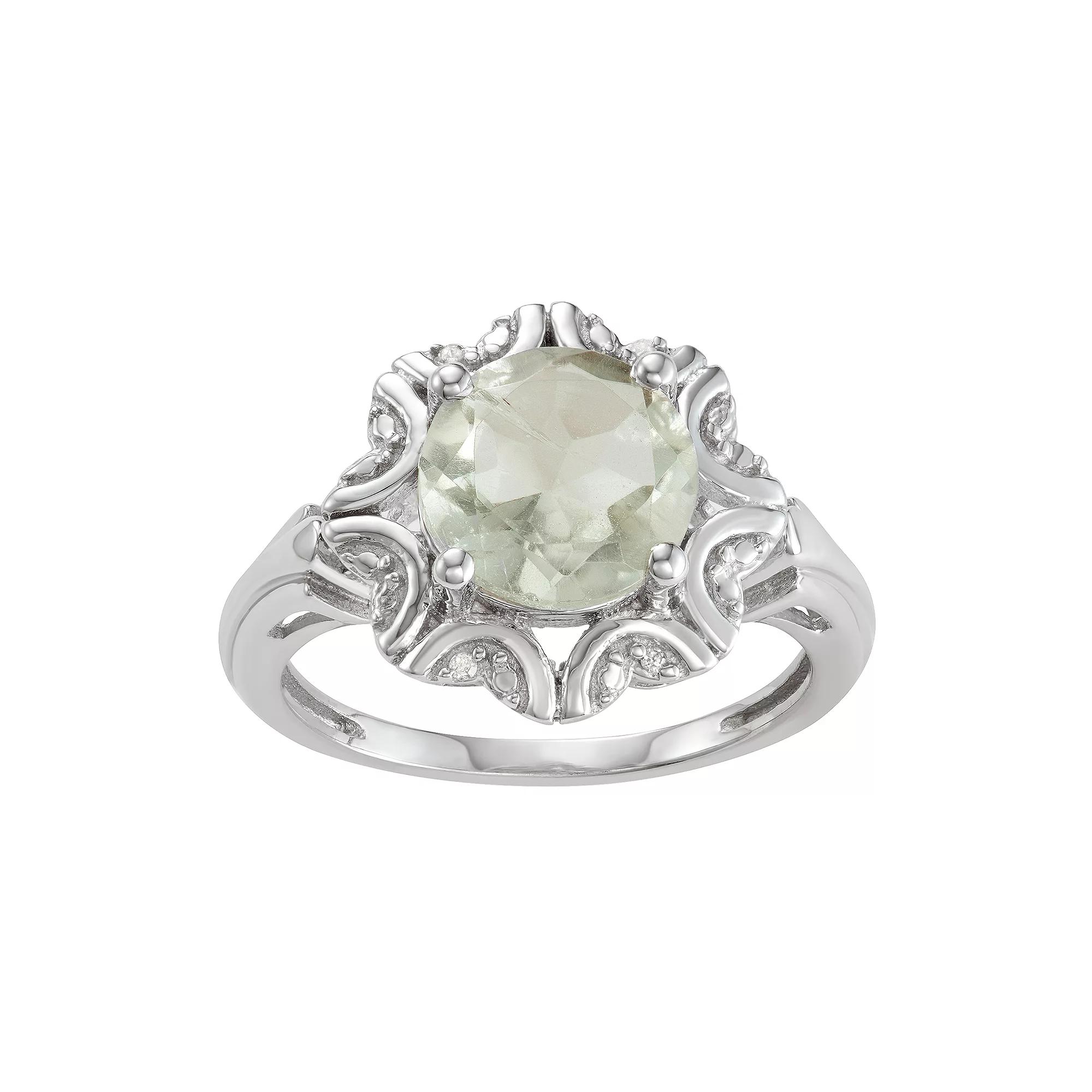 Jewelexcess Sterling Silver 2.50 C.T.W. Green Stone & Diamond Accent Ring, Women's, Size: 6, Silvertone Product Image