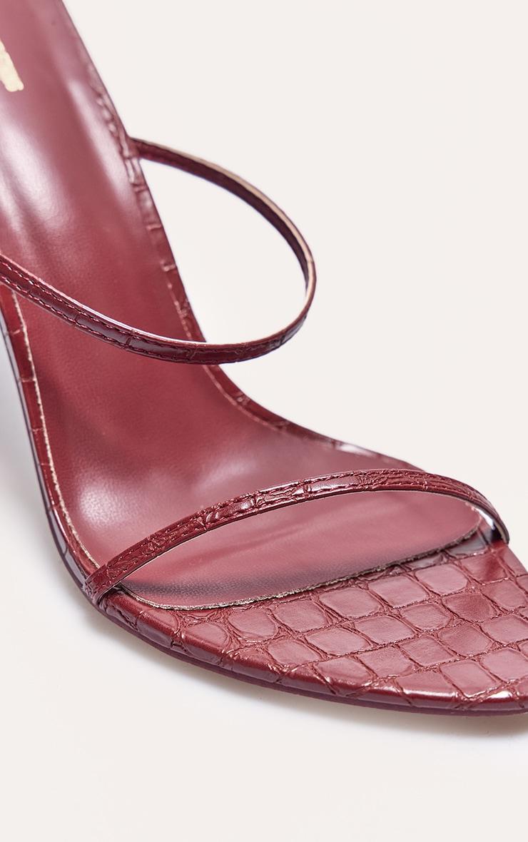 PLT Label Burgundy Croc Faux Leather Barely There Point Toe High Heels Product Image