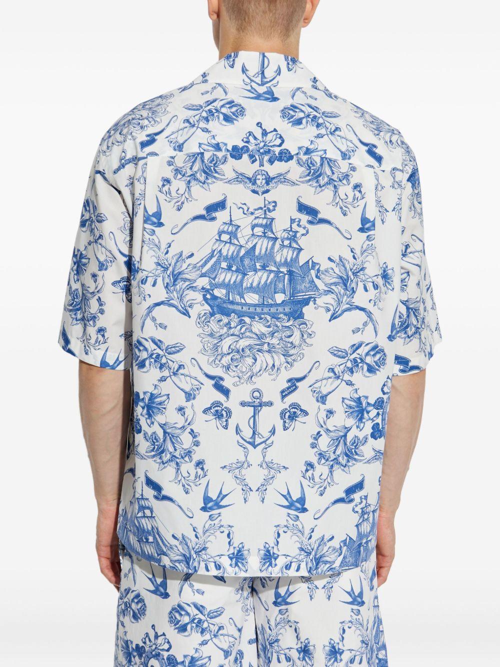floral-print short-sleeve shirt Product Image