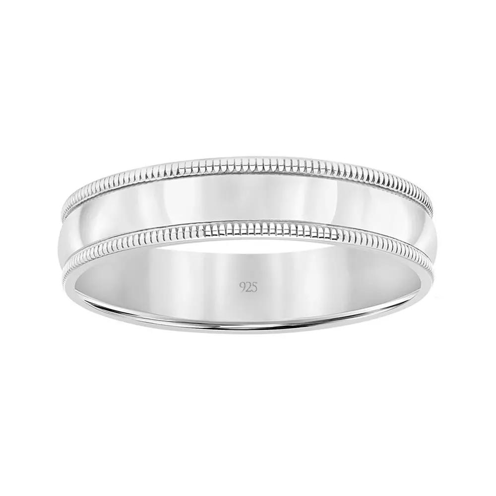 Mens Sterling Silver Milgrain Edge Band Ring Product Image