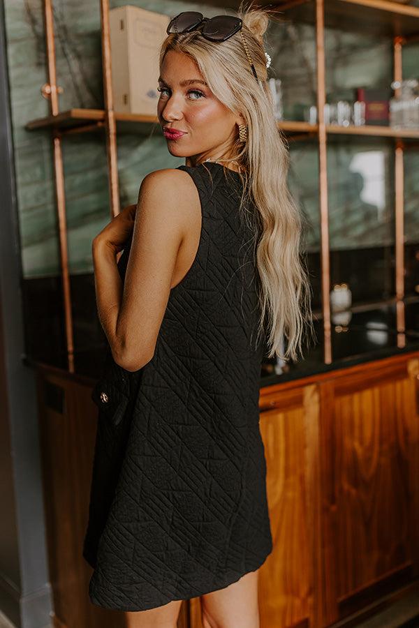 Chic Outing Quilted Mini Dress in Black Product Image