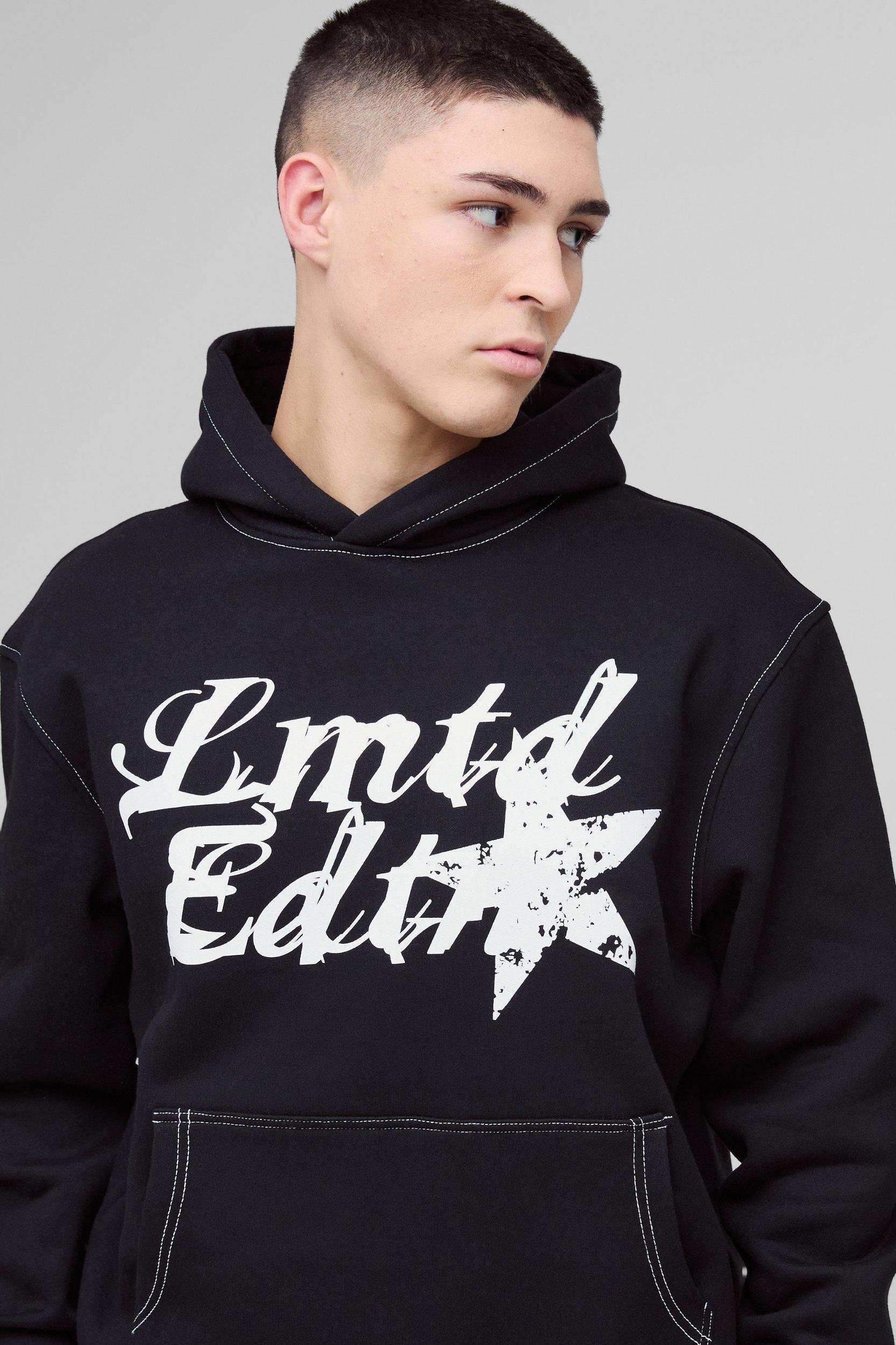 Oversized Contrast Stitch Limited Edition Printed Hooded Tracksuit | boohooMAN USA Product Image