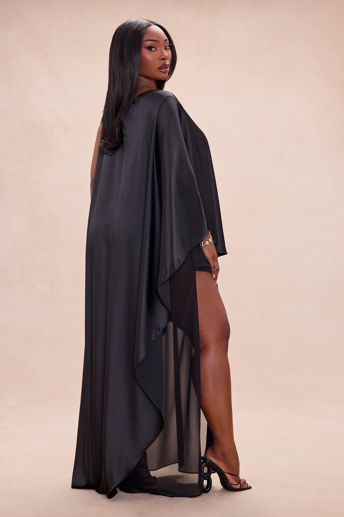 Cosmia Satin Maxi Dress - Black Female Product Image